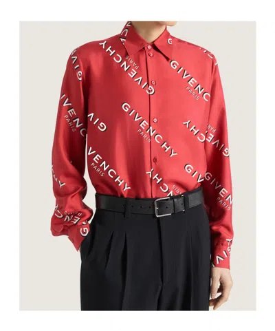 Givenchy Long Sleeve Shirt Featuring Structured Fit In Red