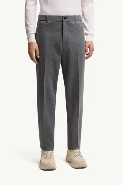 Moncler Button-fastening Jersey Trousers In Gray