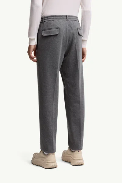 Moncler Button-fastening Jersey Trousers In Gray