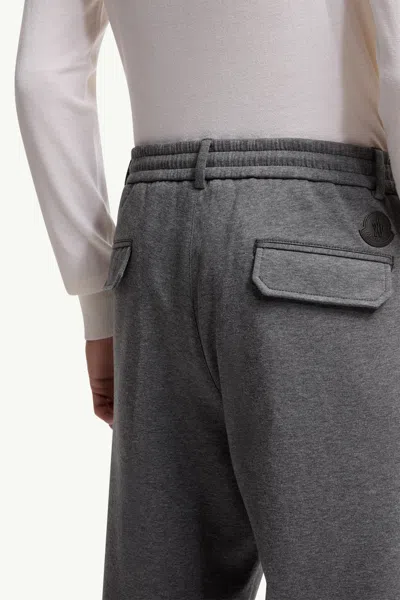 Moncler Button-fastening Jersey Trousers In Gray
