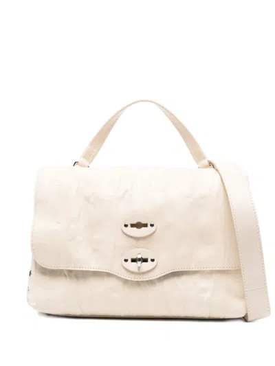 Zanellato Structured Lamb Leather Handbag With Silver-tone Clasp In White