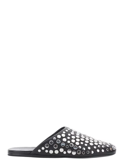 Tory Burch Studded Embellished Leather Mules In Black