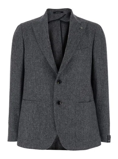 Tagliatore Grey Single-breasted Jacket With Notched Revers In Gray