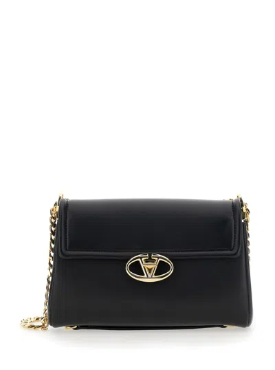 Valentino Vlogo The Bold Leather Medium Bag In Black