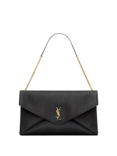 Saint Laurent Cassandre Xxl Envelope Bag With Chain In Black