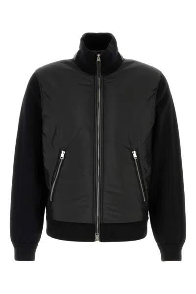 Tom Ford Light Nylon Merino Zip Through In Black