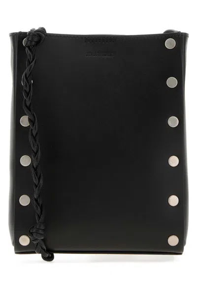 Jil Sander Black Leather Tangle Crossbody Bag In Black