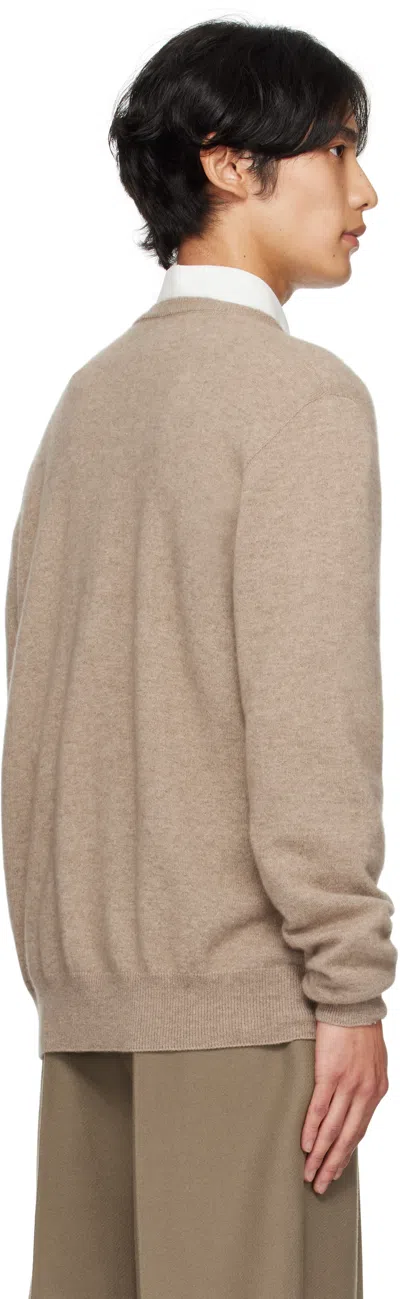 The Row V-neck Long Sleeve Knit Sweater In Brown
