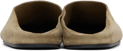 The Row Beige Hudson Suede Slide Loafers In Green