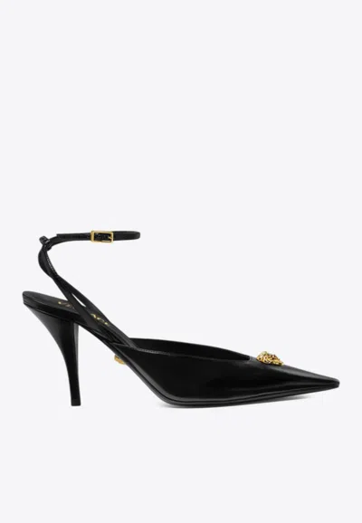 Versace Medusa Patent Calfskin Stiletto Pump In Black