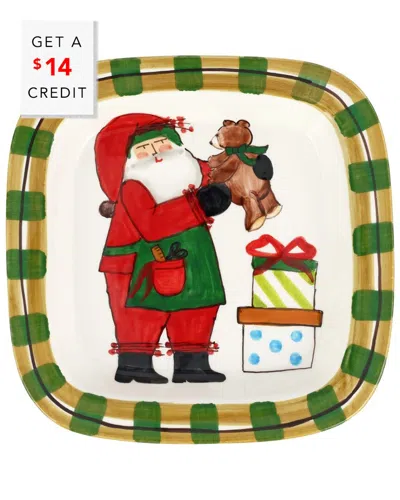 Vietri Old St. Nick Small Rimmed Square Platter In Multi