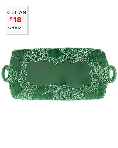 Vietri Lastra Handled Rectangular Platter In Green