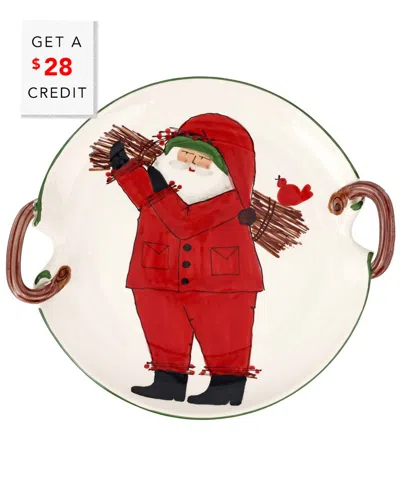 Vietri Old St. Nick Handled Round Platter With Sticks In Multi