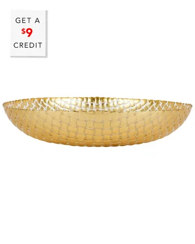 Vietri Rufolo Basketweave Large Shallow Bowl In Gold
