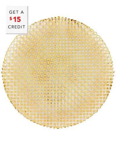 Vietri Rufolo Basketweave Large Round Platter In Gold