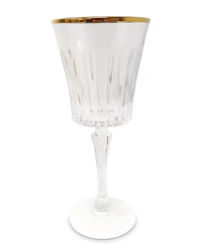 Vivience Set Of 6 Wine Glasses With Linear Design & Rim In Transparent