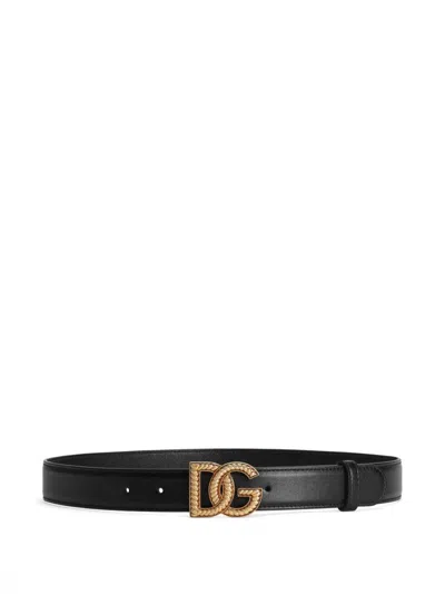 Dolce & Gabbana Dg Logo Belt In Black