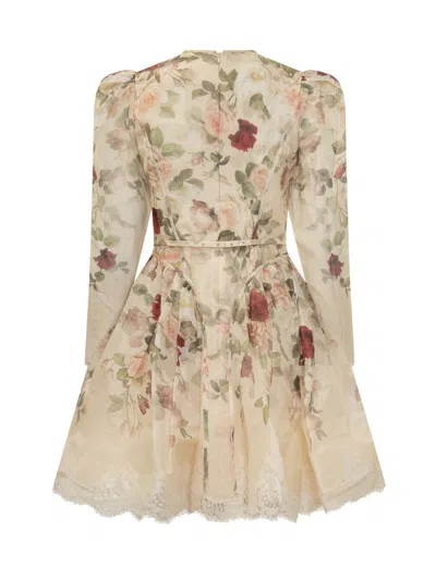 Zimmermann Womens Cream Cascade Hypnotic Lace Linen And Silk Mini Dress In Multi