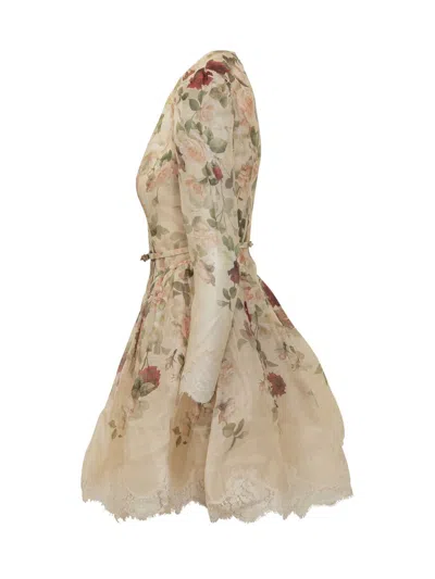 Zimmermann Womens Cream Cascade Hypnotic Lace Linen And Silk Mini Dress In Multi