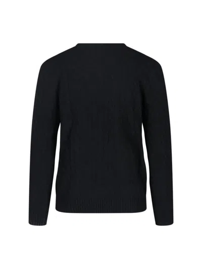 Polo Ralph Lauren Wool And Cashmere Sweater With Embroidered Logo In Black