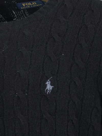 Polo Ralph Lauren Wool And Cashmere Sweater With Embroidered Logo In Black