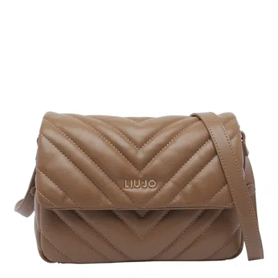 Liu •jo Medium Grigio Handbag With Quilted Chevron Design In Brown