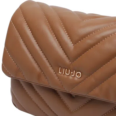 Liu •jo Medium Grigio Handbag With Quilted Chevron Design In Brown