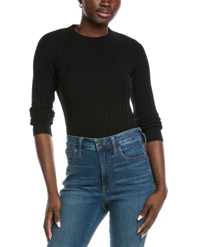 Amicale Cashmere Mesh Crewneck Cashmere Sweater In Black