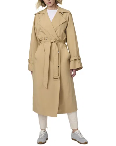Bernardo Double Breasted Belted Trench Coat In Brown