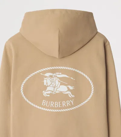 Burberry Knight Stamp Hoodie With Front Pocket In Nude