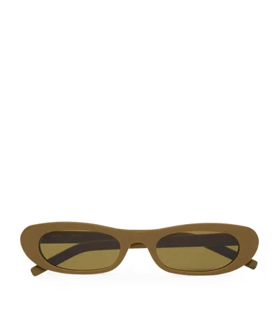 Saint Laurent Sl 557 Shade Linea Sl Logo 006 Brown Sunglasses In Brown