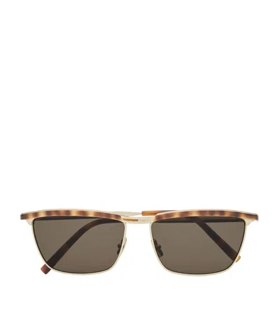 Saint Laurent Joe D-frame Tortoiseshell Acetate And Gold-tone Sunglasses In Brown