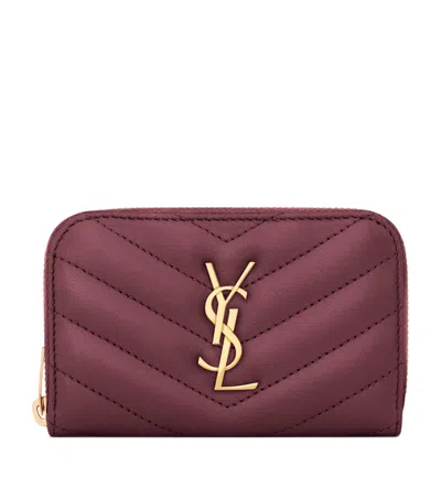 Saint Laurent Cassandre Change Purse In Lambskin In Burgundy
