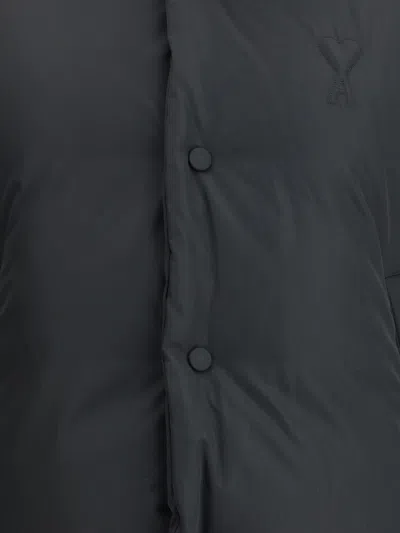 Ami Alexandre Mattiussi Quilted Jackets With Front Pockets And High Collar In Black