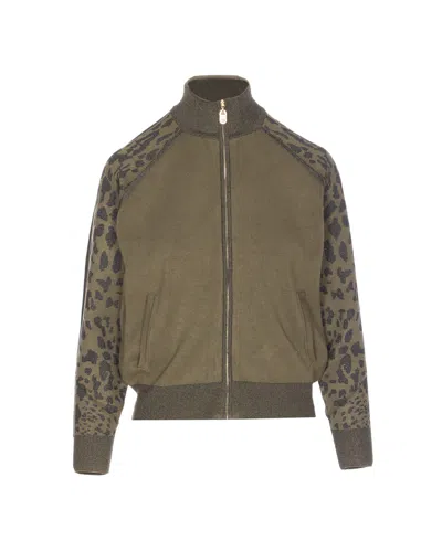 Liu •jo Leopard-print Zipped-front Sweatshirt In Multi