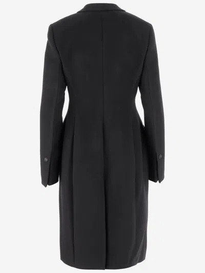 Ferragamo Single-breasted Shaped Coat In Wool And Cashmere In Black