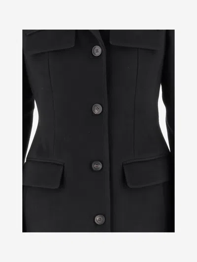 Ferragamo Single-breasted Shaped Coat In Wool And Cashmere In Black