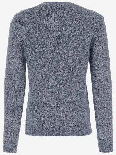 Woolrich Men Navy Blue V-neck Pullover, Xl Luxury Sweaters & Knitwear For Men Darveys In Gray