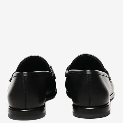 Ferragamo Crown Leather Loafer With Gancini Detail In Black