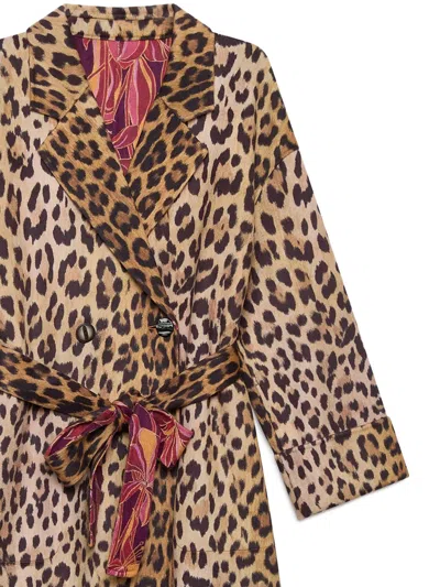 豹纹束腰外套