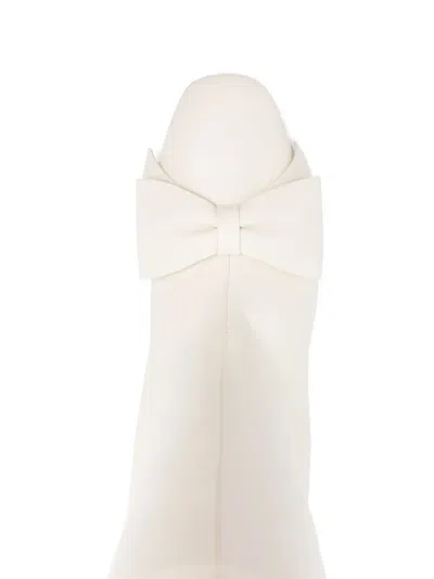 Valentino Leather Mid-calf Boots Featuring Bow Detail In White