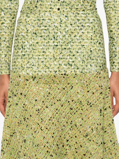 Diesel Tweed-textured Flared Midi Skirt In Green