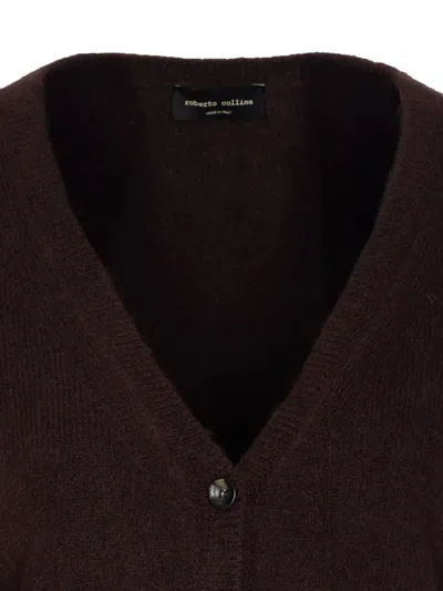 Roberto Collina Knitwear Cardigan With Cut Out Detail In Brown