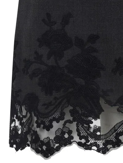 Ermanno Scervino Sheer Neckline Sleeveless Floral Lace Mini Dress In Black