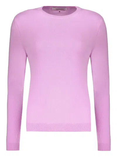Valentino Long Sleeve Crew-neck Sweater In Pink