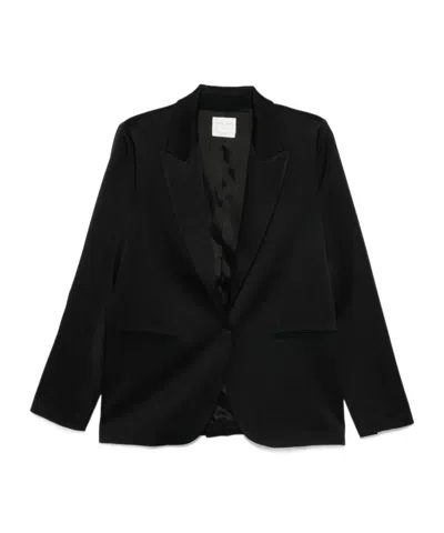 Forte Forte Tailored Double-breasted Jacket Featuring Flap Pockets In Black
