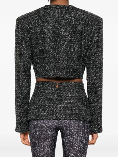 Diesel Cropped Jacket In Bouclé Fabric In Black
