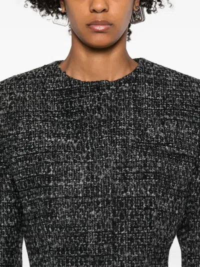 Diesel Cropped Jacket In Bouclé Fabric In Black