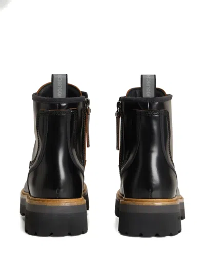 Woolrich Main Lace-up Combat Boots In Black