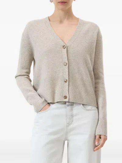 Closed Wool V-necked Cardigan In Gray